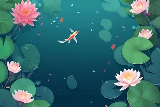 国风荷叶莲花背景