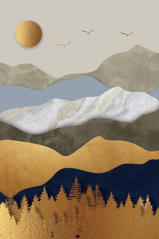 水墨山水黑金背景