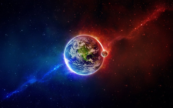 星空中的月亮和宇宙中的月球高清素材图片