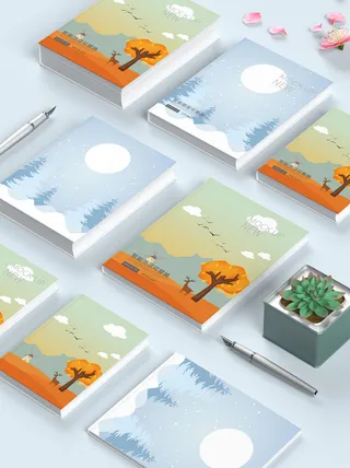 VI样机书本贴图包装logo样机