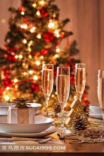 浪漫圣诞节日喜庆派对香槟酒礼物