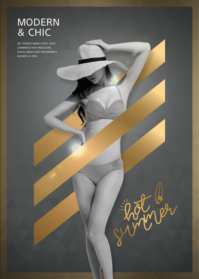 时尚金色内衣美女淘宝店铺海报