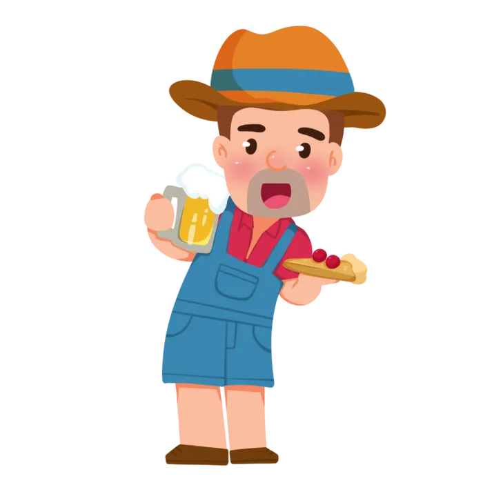 可爱手绘啤酒节干杯庆祝人物元素插画
