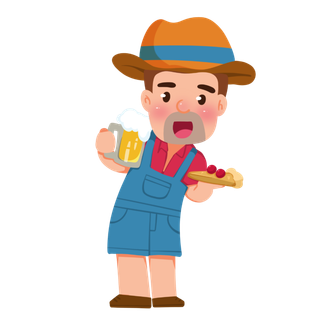 可爱手绘啤酒节干杯庆祝人物元素插画