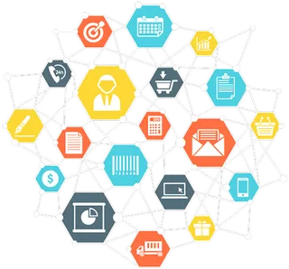 人物与人工互联数据图谱卡通科技kv主视觉素材