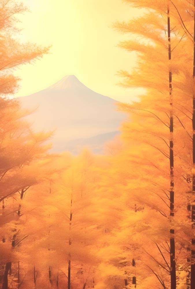 落日秋天树叶黄色山脉意境背景(2430x3600)