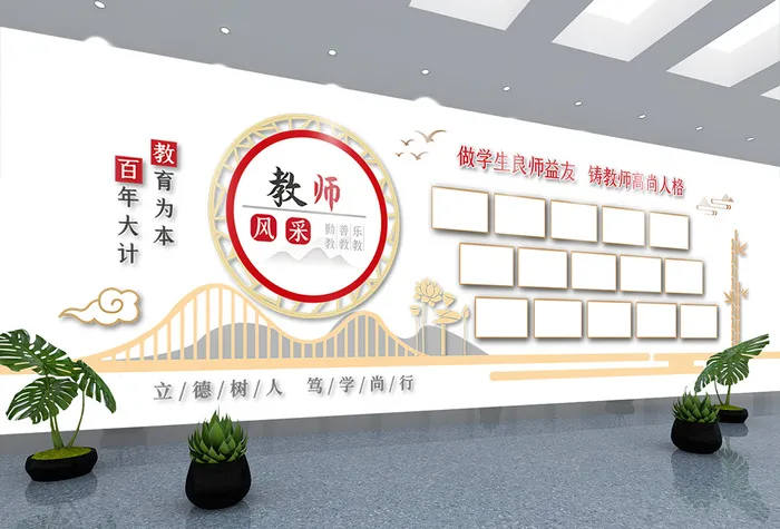 校园文化墙教师风采ai矢量模版下载