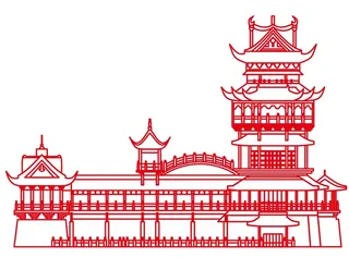 矢量古代阁楼建筑