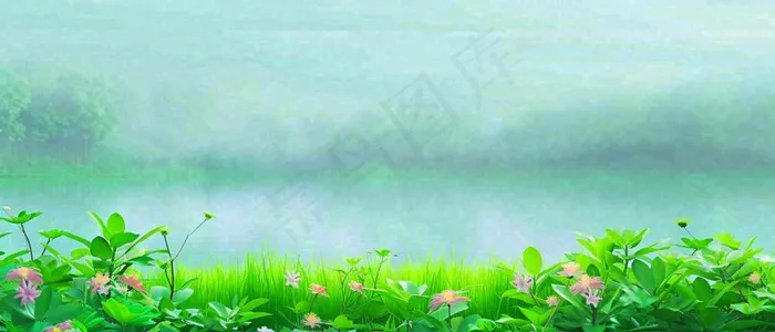 春天河面湖面花草意境古风，春分谷雨(1680x720)