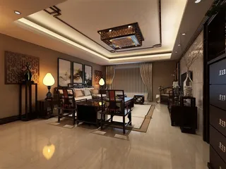 新中式客厅效果图