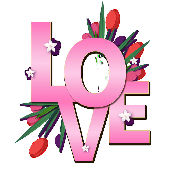 设计love字装饰情人节psd模版下载