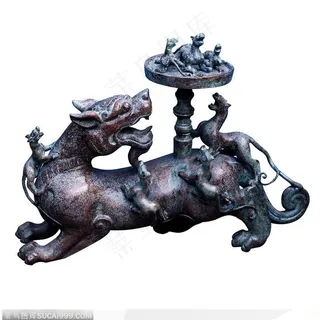 传统青铜器-豹子青铜灯台 传统青铜器-豹子青铜灯台