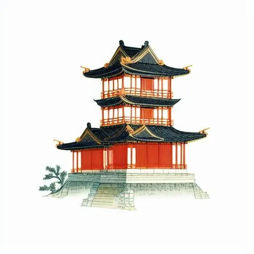 中国古代建筑插画png免抠(2048x2048)