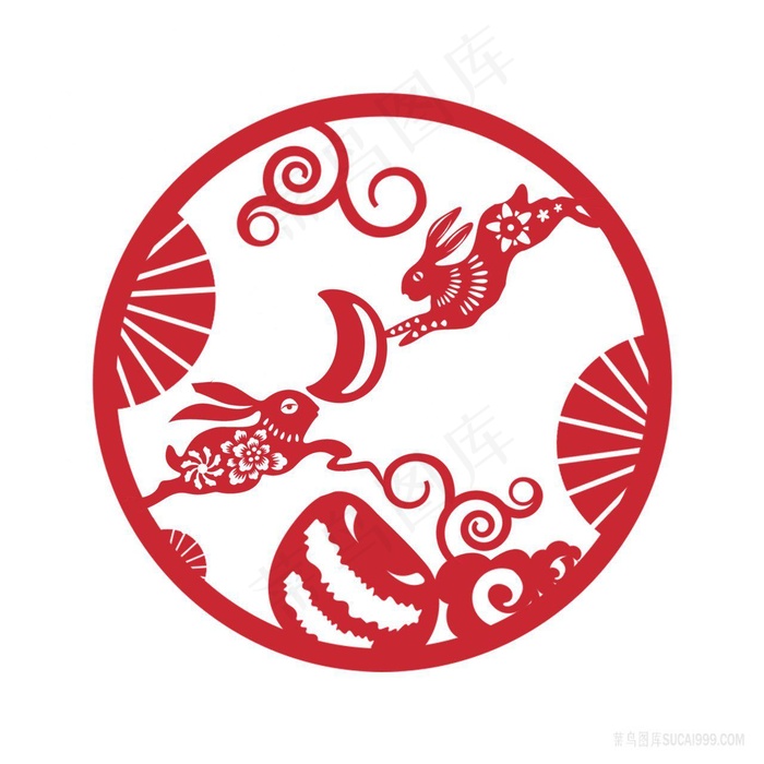 古风中秋剪纸