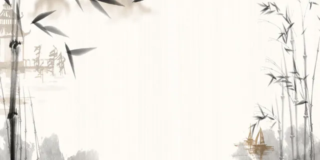 中国风传统水墨古风古典展板边框工笔画PS海报背景平面设计素材