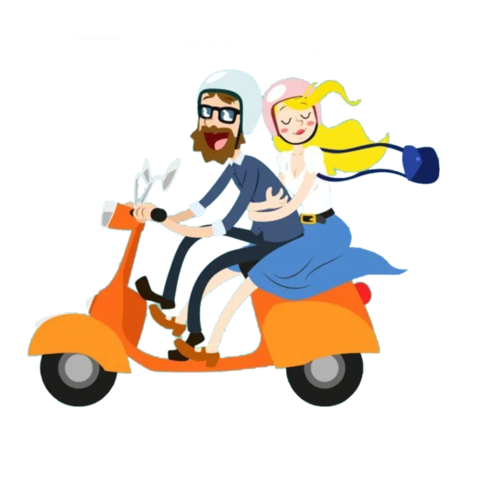 情侣骑电动车兜风