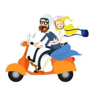 情侣骑电动车兜风