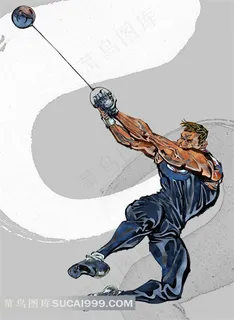 扔铅球运动员插画