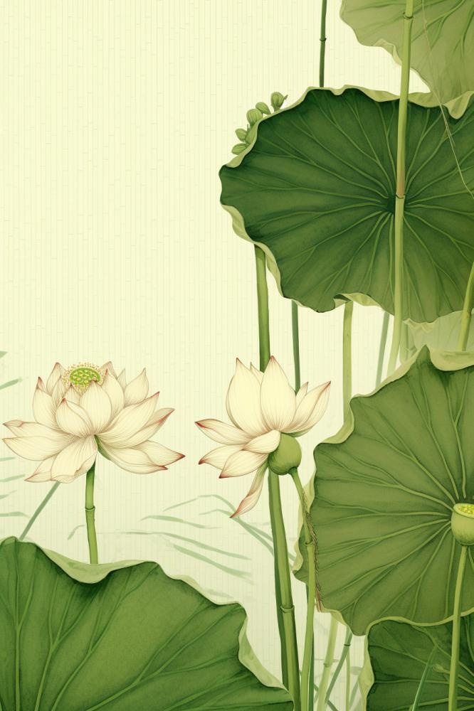 简洁淡雅荷花绿色清新背景