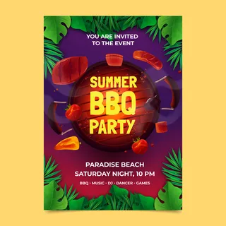 夏季BBQ派对海报 夏季BBQ派对海报