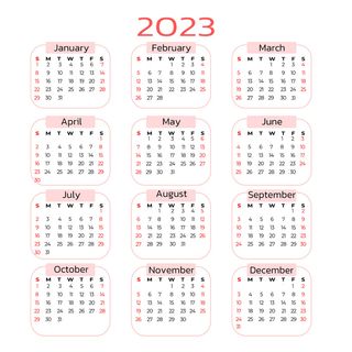 2023年日历白色背景