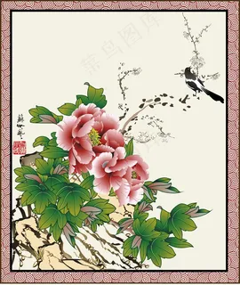 牡丹花工笔画图片 牡丹花工笔画图片