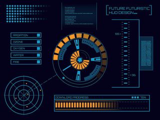 科幻未来科技操作仪表盘HUD元素图游戏UI图标界面边框矢量AI素材