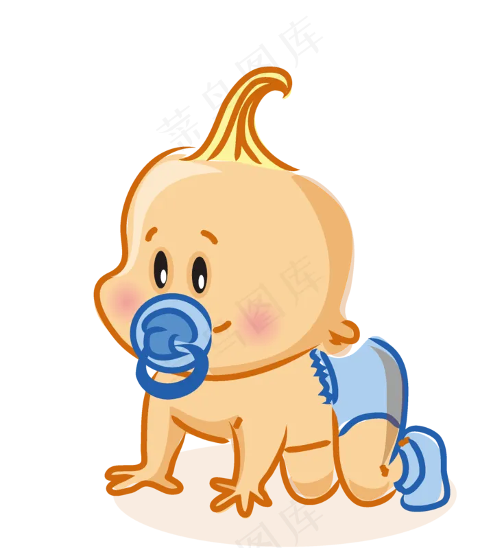 手绘卡通学爬行婴儿人物