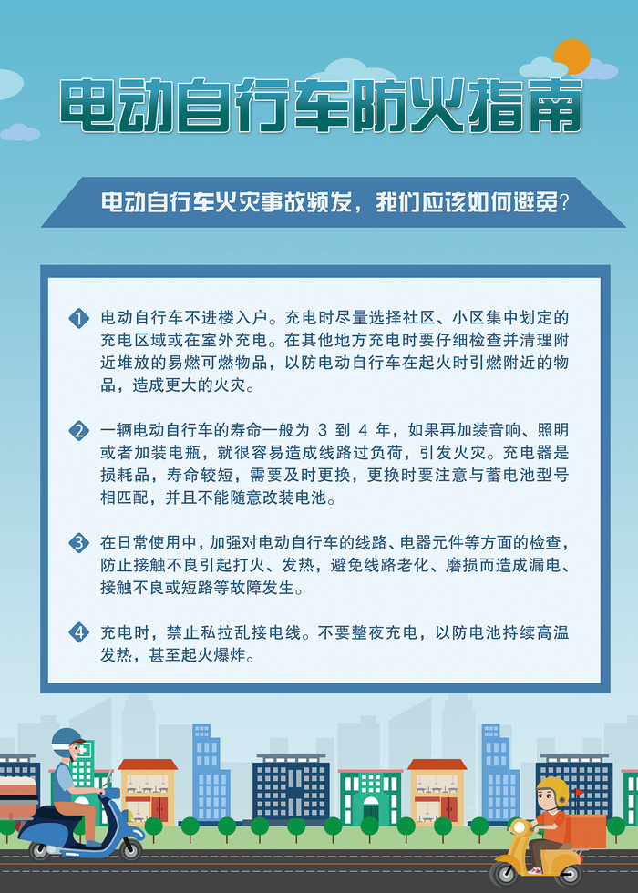 电动自行车防火指南海报 psd模版下载