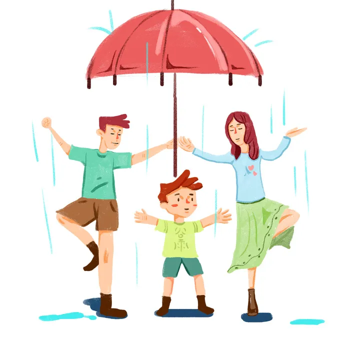  二十四节气谷雨打伞插画