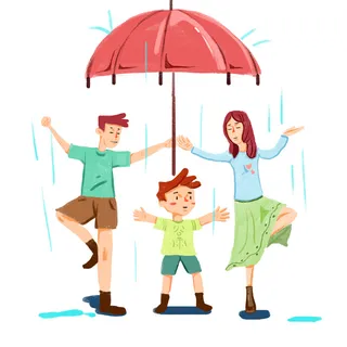  二十四节气谷雨打伞插画