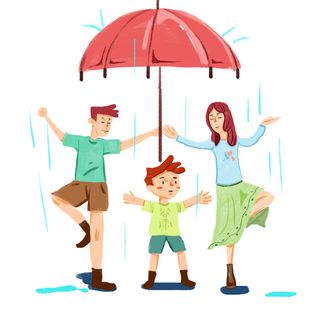  二十四节气谷雨打伞插画