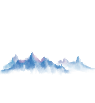 渐变色绵连山峰背胶免扣透明素材