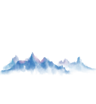 渐变色绵连山峰背胶免扣透明素材