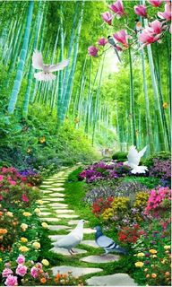 林木小路花园背景墙