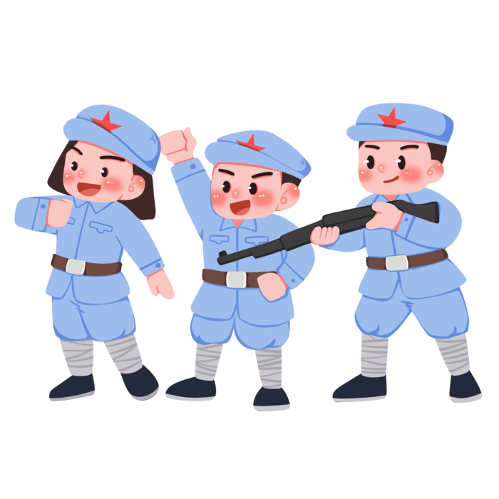 手绘八路军军人建党节建军节爱国插画