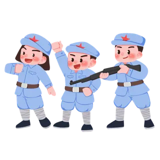 手绘八路军军人建党节建军节爱国插画