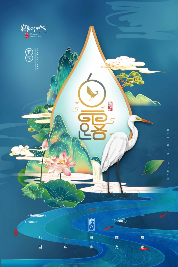 简洁白露促销海报