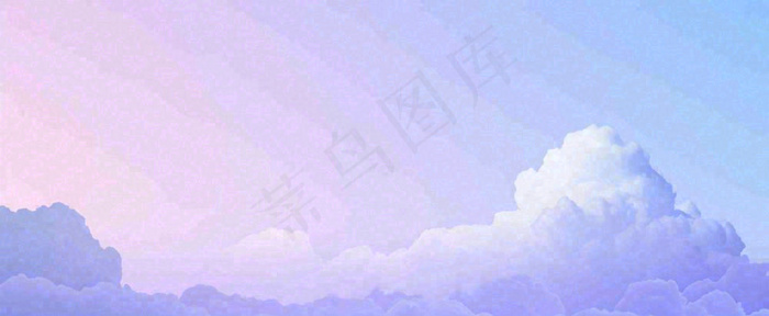 天空紫蓝色渐变云朵云层浪漫手绘插画(1712x704)
