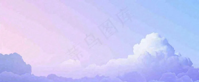 天空紫蓝色渐变云朵云层浪漫手绘插画(1712x704)