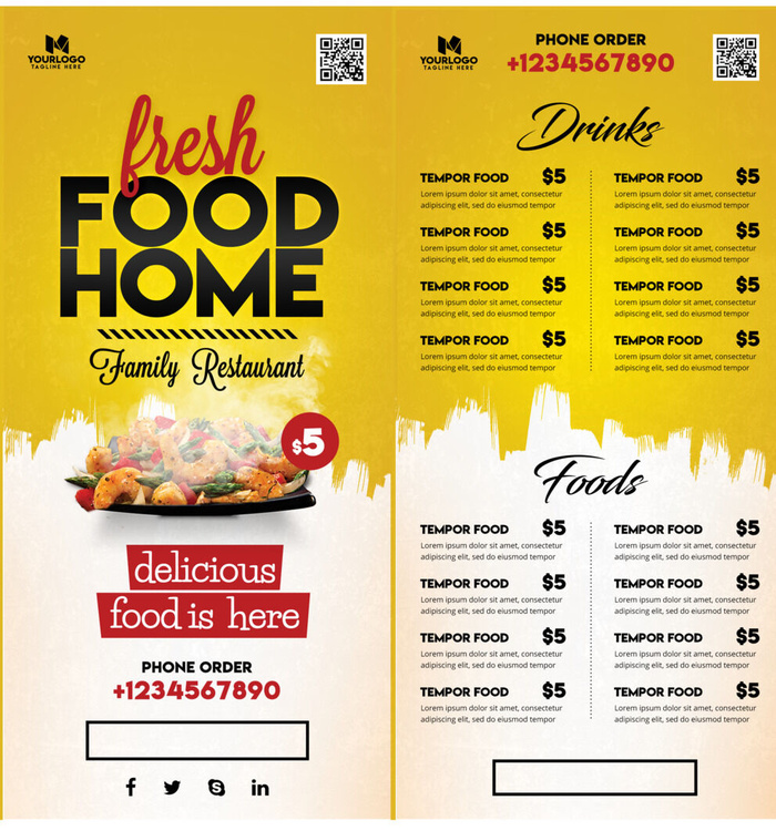 设计英文食物菜单素材