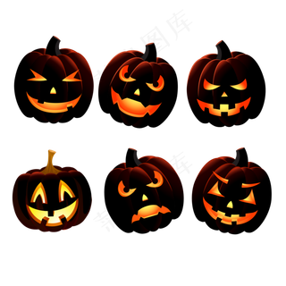 万圣节节日卡通素材黑色南瓜南瓜灯
