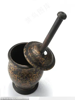中国传统工艺品-镀金花纹青铜器 研磨 捣药器具