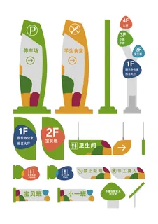 彩色卡通风格幼儿园导视牌