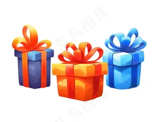 圣诞礼物礼盒卡通插画免抠
