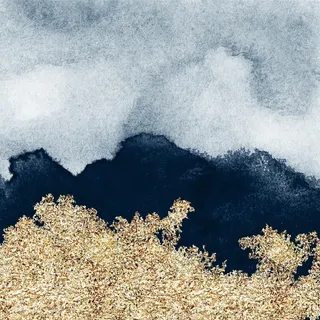普蓝色水彩晕染金箔纹理背景图片 普蓝色水彩晕染金箔纹理背景图片