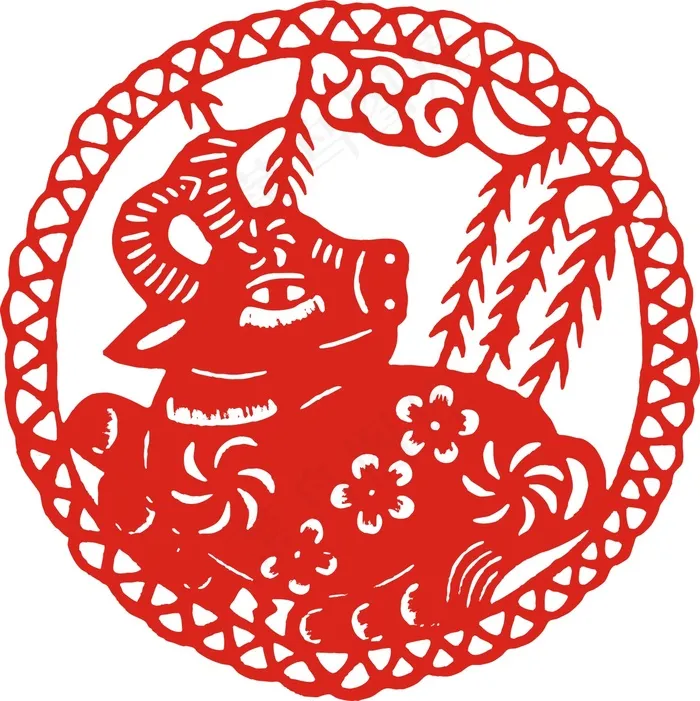 2022元旦新年剪纸牛cdr矢量模版下载
