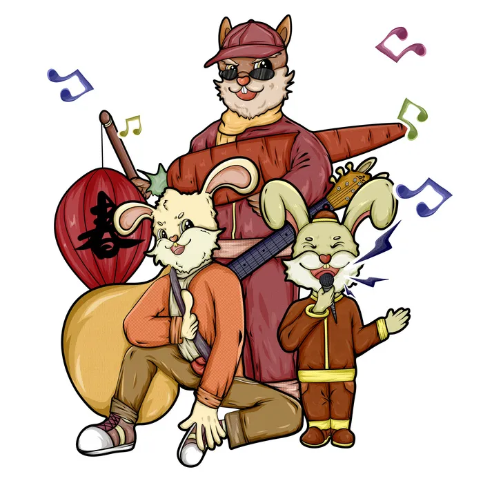 兔年音乐兔 音乐兔元素 兔年兔子 潮流兔 兔子