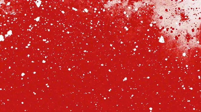 红色白点雪花背景，简约扁平(1456x816)