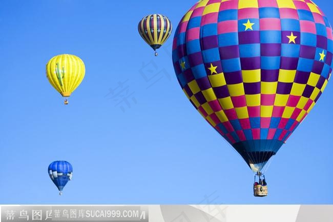 天空彩色热气球户外运动